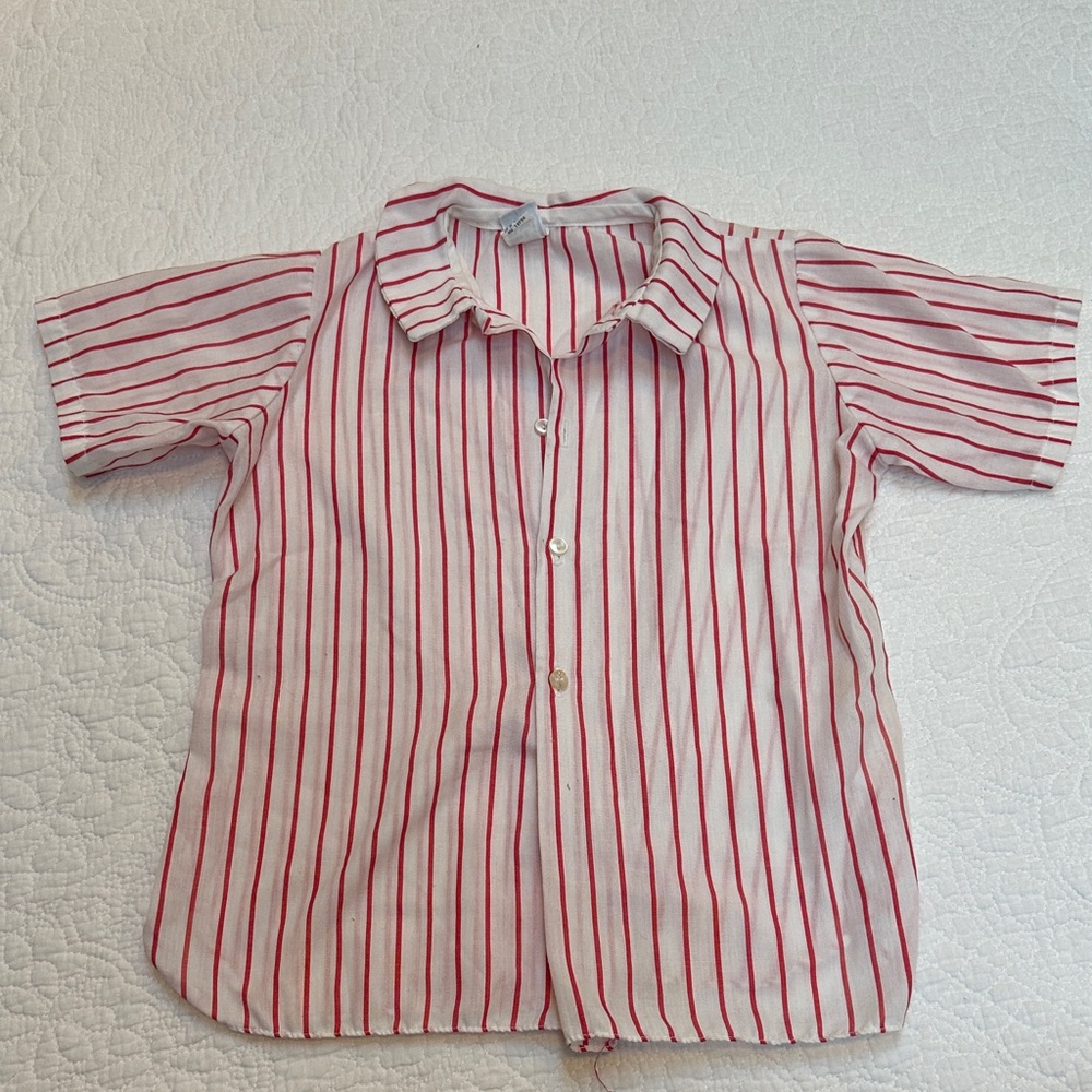 Vintage Imp originals Red and White Striped Kids button down blouse Shirt sz 6